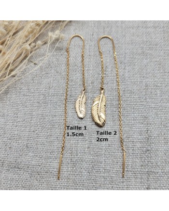 Boucles d'oreilles double tiges pendantes plaqué Or