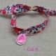 Bracelet religieux lien liberty et médaille miraculeuse rose fushia