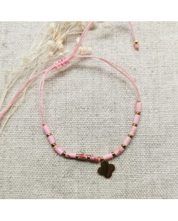 Bracelet fin perles et fil doré