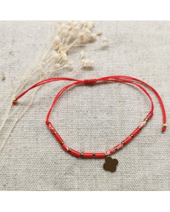 Bracelet fin perles et fil doré