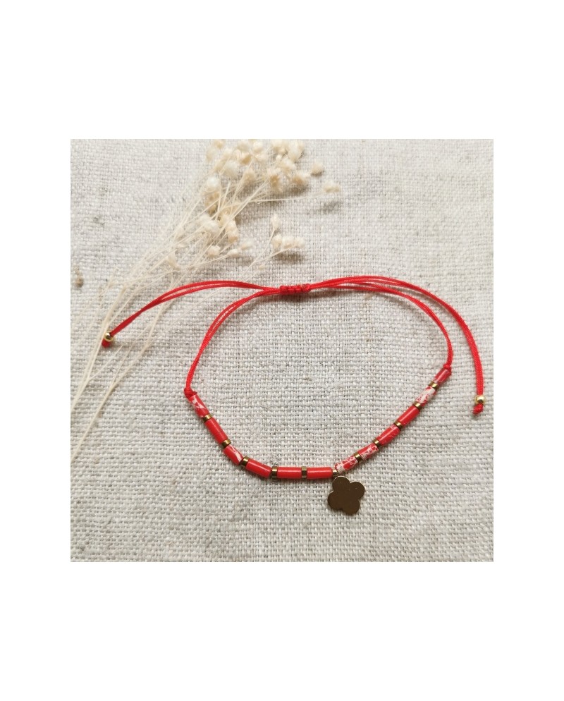 Bracelet fin perles et fil doré