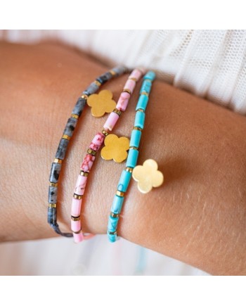 Bracelet fin perles et fil doré