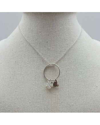 Collier anneau deux breloques nacress