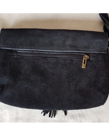 Sac rabat bandouliere en croute de cuir
