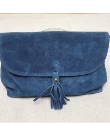 Sac rabat bandouliere en croute de cuir