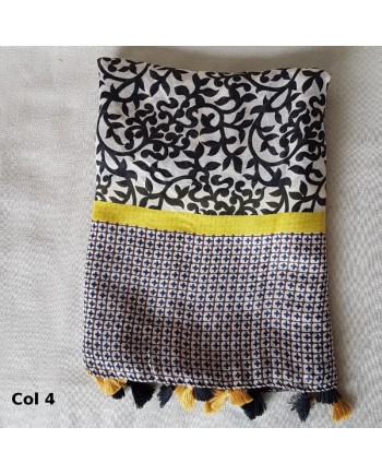 foulard imprimé fleurs bicolore