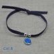 Bracelet religieux médaille miraculeuse rue du bac sur lien elastique ajustable bleu
