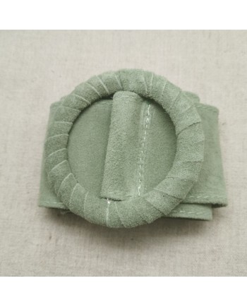 Ceinture large croûte de cuir motif rond