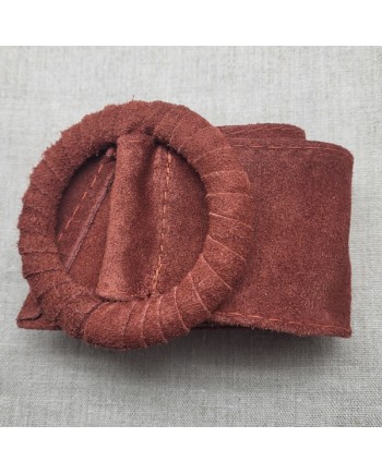 Ceinture large croûte de cuir motif rond