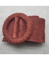Ceinture large croûte de cuir motif rond