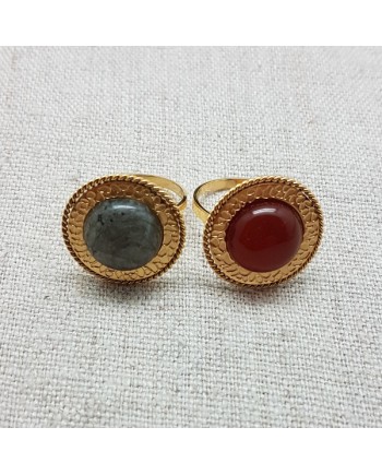 Bagues pierre sertie et acier inoxydable