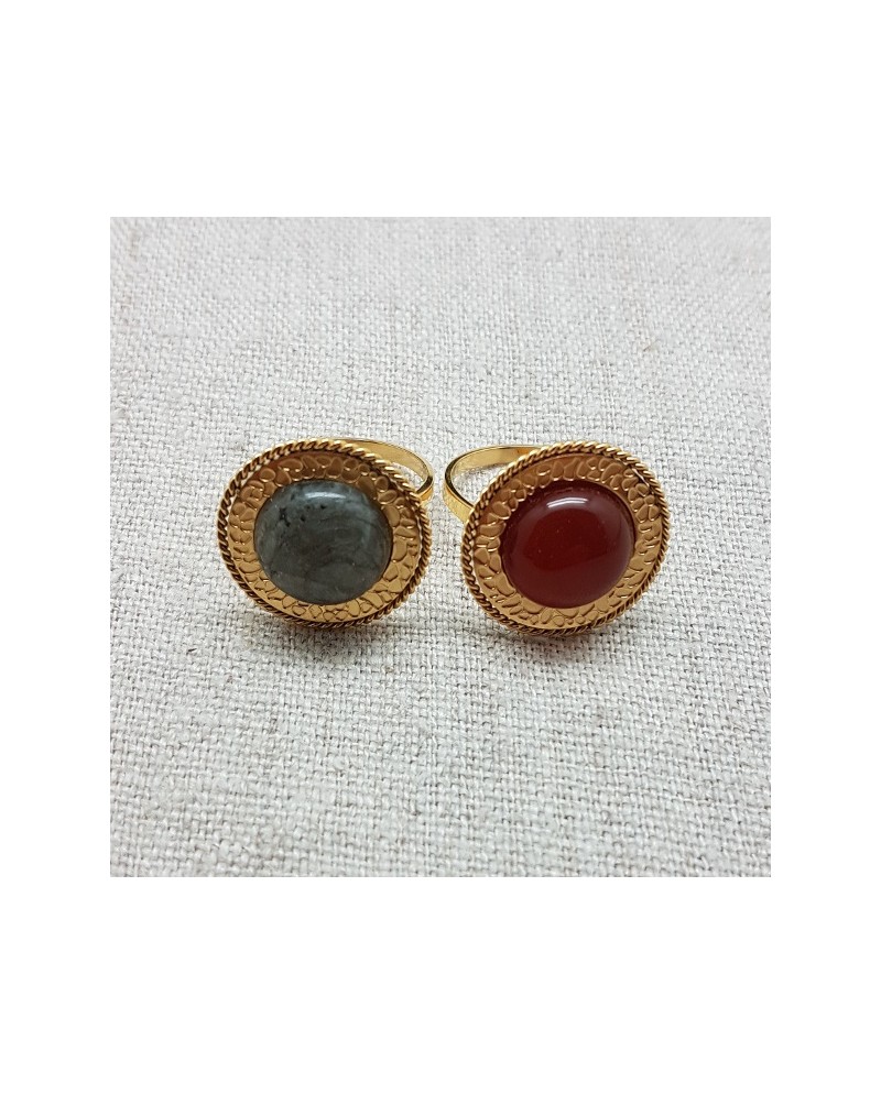 Bagues pierre sertie et acier inoxydable