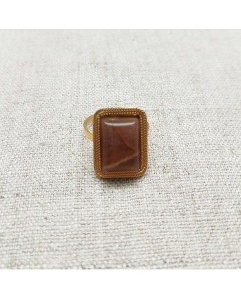 Bagues pierre naturelle carré et acier inoxydable