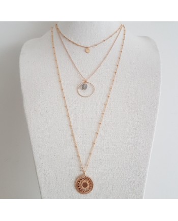 Collier sautoir multi rangs plaqué Or