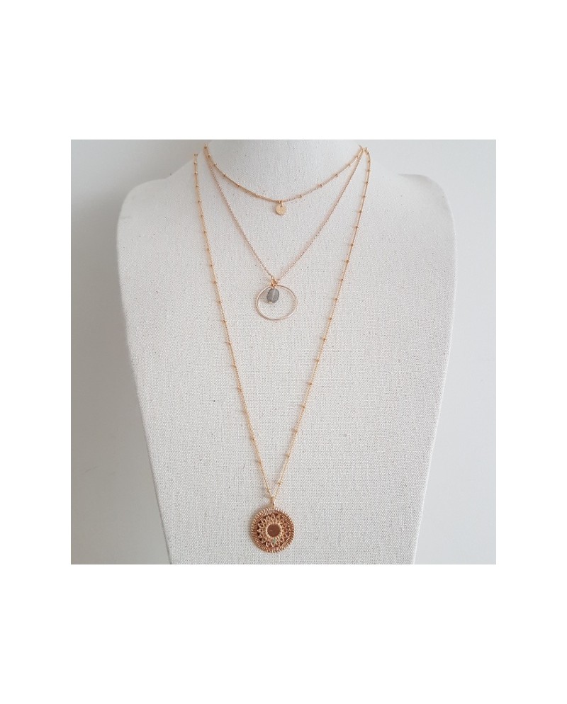 Collier sautoir multi rangs plaqué Or