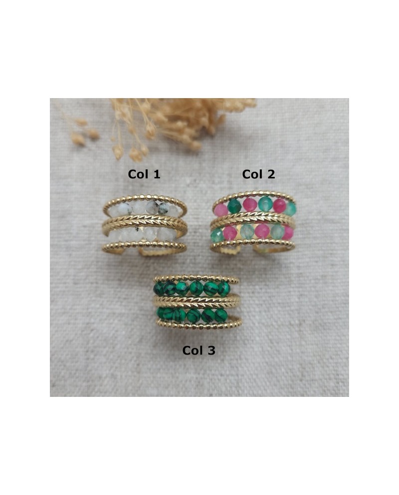 Bague fleur et pierre