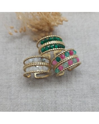 Bague fleur et pierre