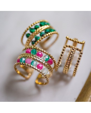 Bague fleur et pierre