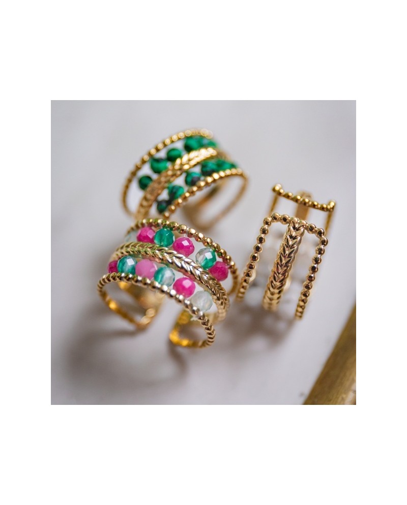 Bague fleur et pierre