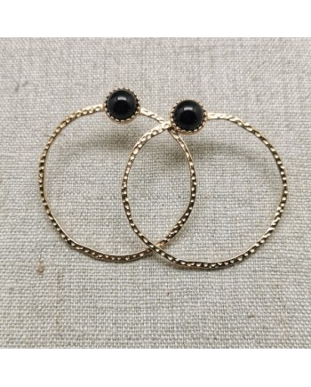 Grande Créole perlée et pierre naturelle