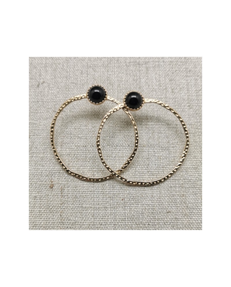 Grande Créole perlée et pierre naturelle