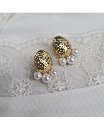 Boucle d'oreille ronde fine et perles d'eau