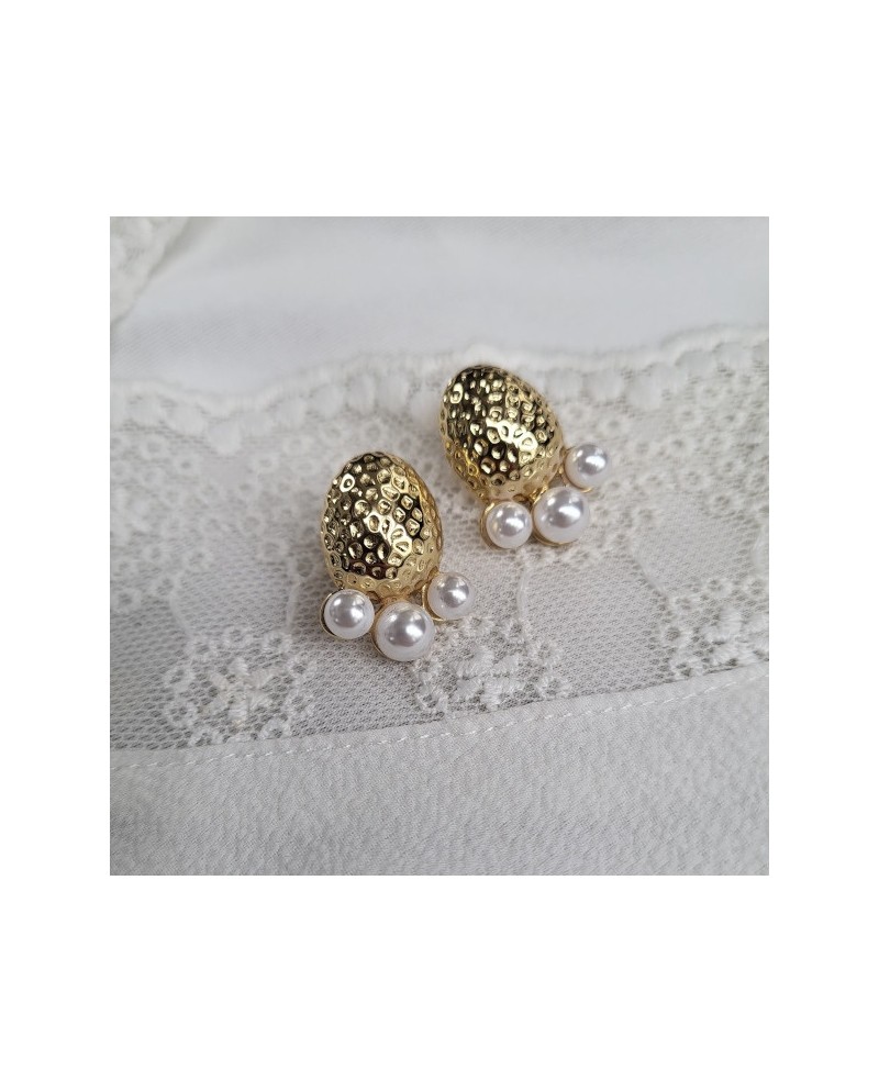 Boucle d'oreille ronde fine et perles d'eau