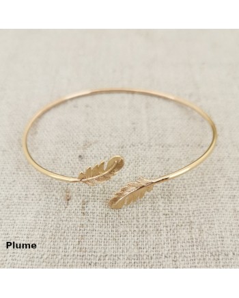 Jonc feuille ouvert en plaqué Or