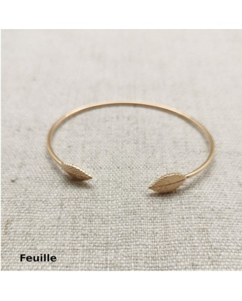 Jonc feuille ouvert en plaqué Or