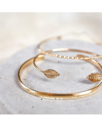 Jonc feuille ouvert en plaqué Or