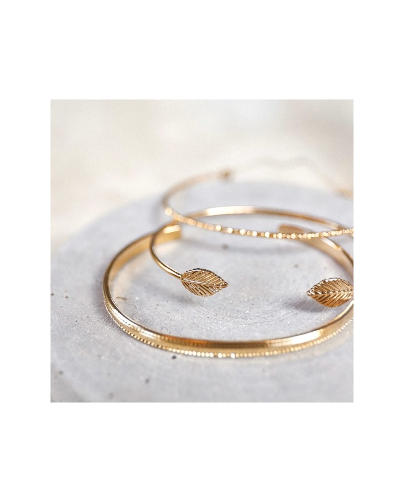 Jonc feuille ouvert en plaqué Or