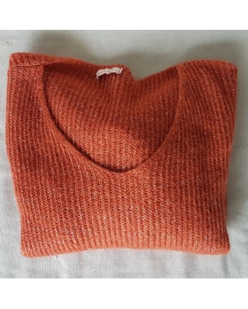 Pull col V maille lurex