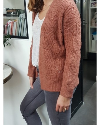 Gilet ouvert maille ajourée