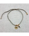 Bracelet lien doré croix et médaille colorée plaqué Or