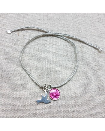 Bracelet lien argenté croix et médaille