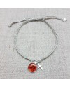 Bracelet lien argenté croix et médaille