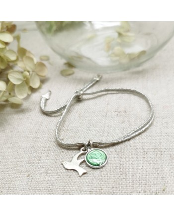 Bracelet lien argenté croix et médaille