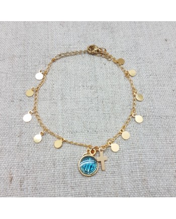 bracelet chaîne pastilles breloques plaqué Or