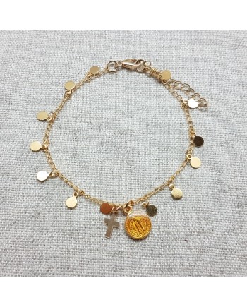 bracelet chaîne pastilles breloques plaqué Or