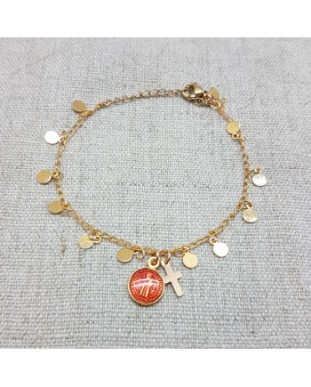 bracelet chaîne pastilles breloques plaqué Or