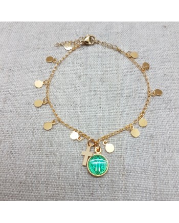 bracelet chaîne pastilles breloques plaqué Or