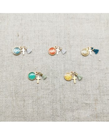 Collier religieux, chaîne plaqué Or et breloques