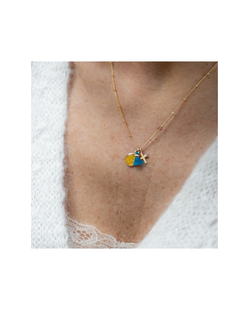 Collier religieux, chaîne plaqué Or et breloques
