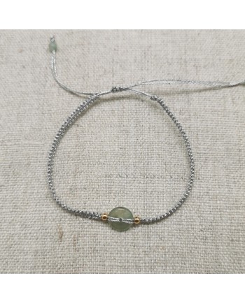 Bracelet perle naturelle ronde lien coulissant