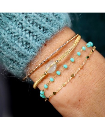 Bracelet perle naturelle ronde lien coulissant