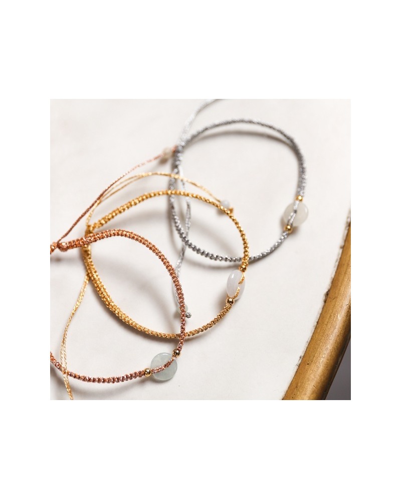 Bracelet perle naturelle ronde lien coulissant