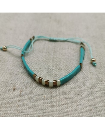 Bracelet perles plates naturelles