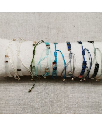 Bracelet perles plates naturelles