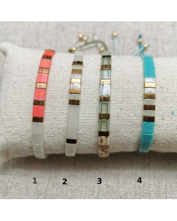 Bracelet perles plates naturelles