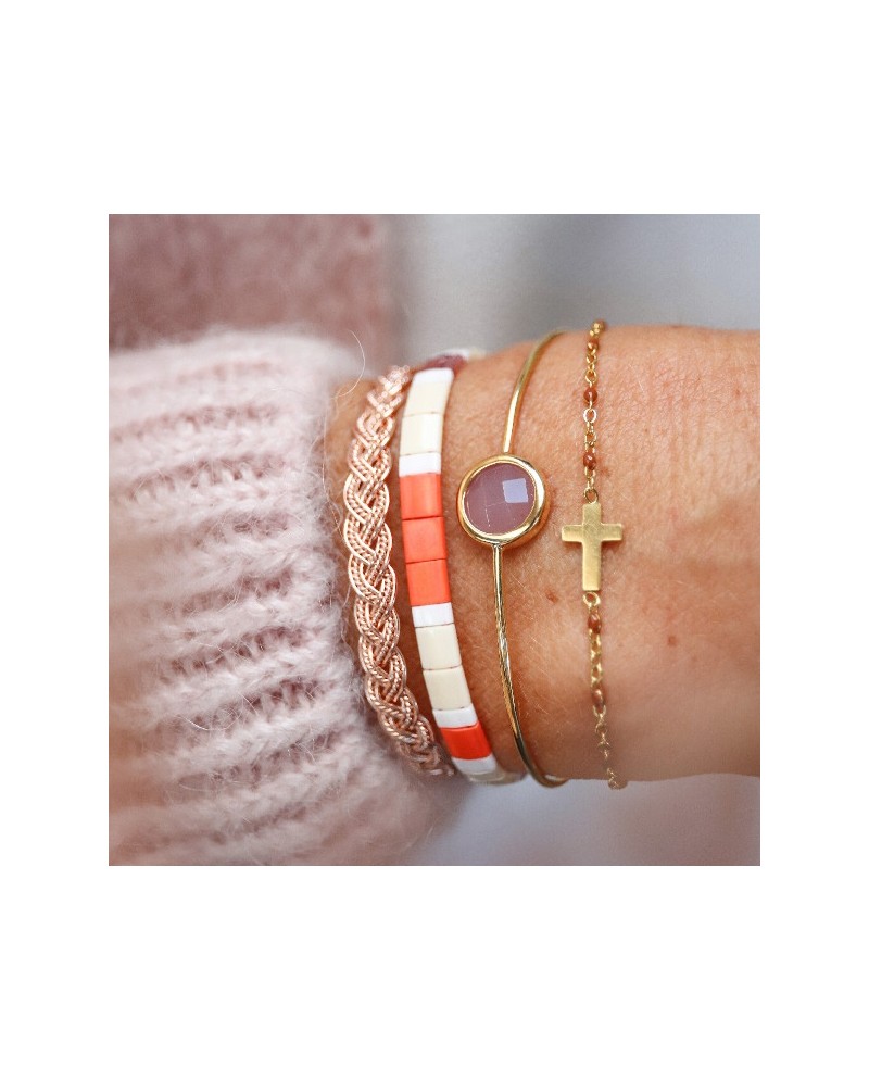 Bracelet perles plates naturelles